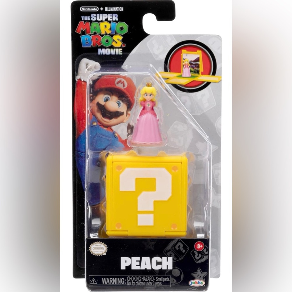 THE SUPER MARIO BROS. MOVIE – 1.25” Princess Peach Mini Figure with “?” Block